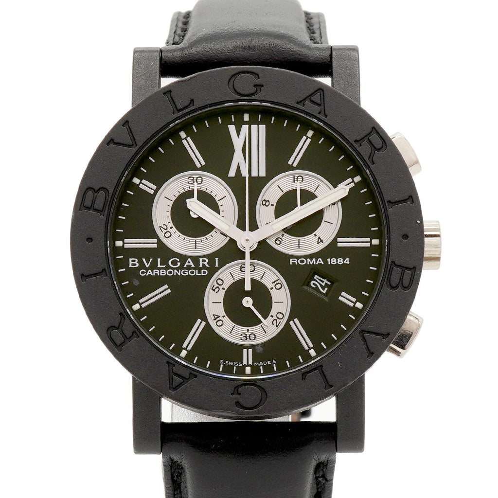 Bvlgari Carbon Gold Chronograph Black Dial Watch