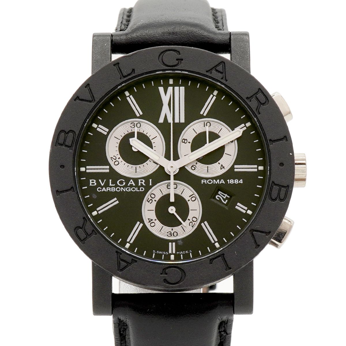 Bvlgari Carbon Gold Chronograph Black Dial Watch