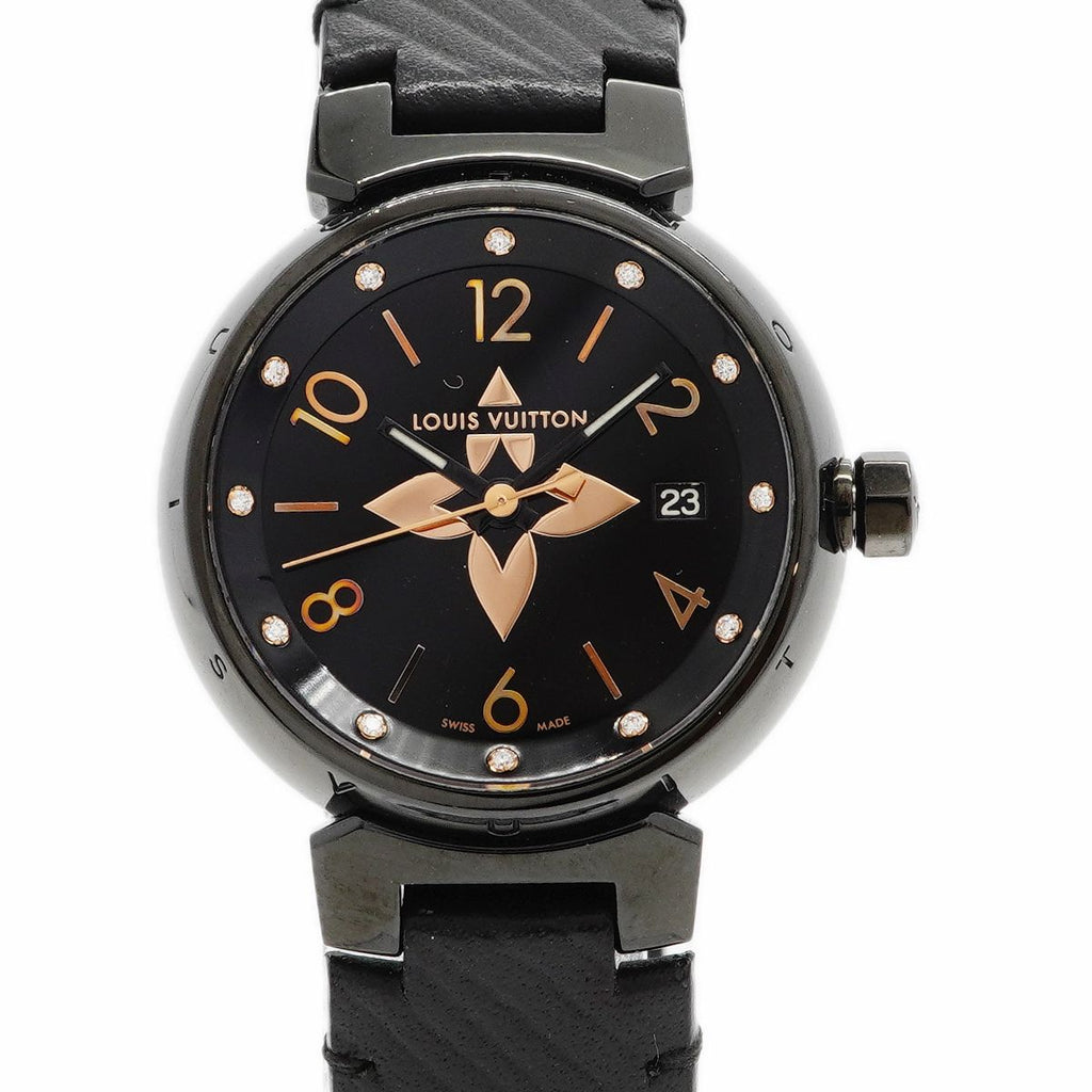 Louis Vuitton Tambourouall Black PM Diamond Dial Watch