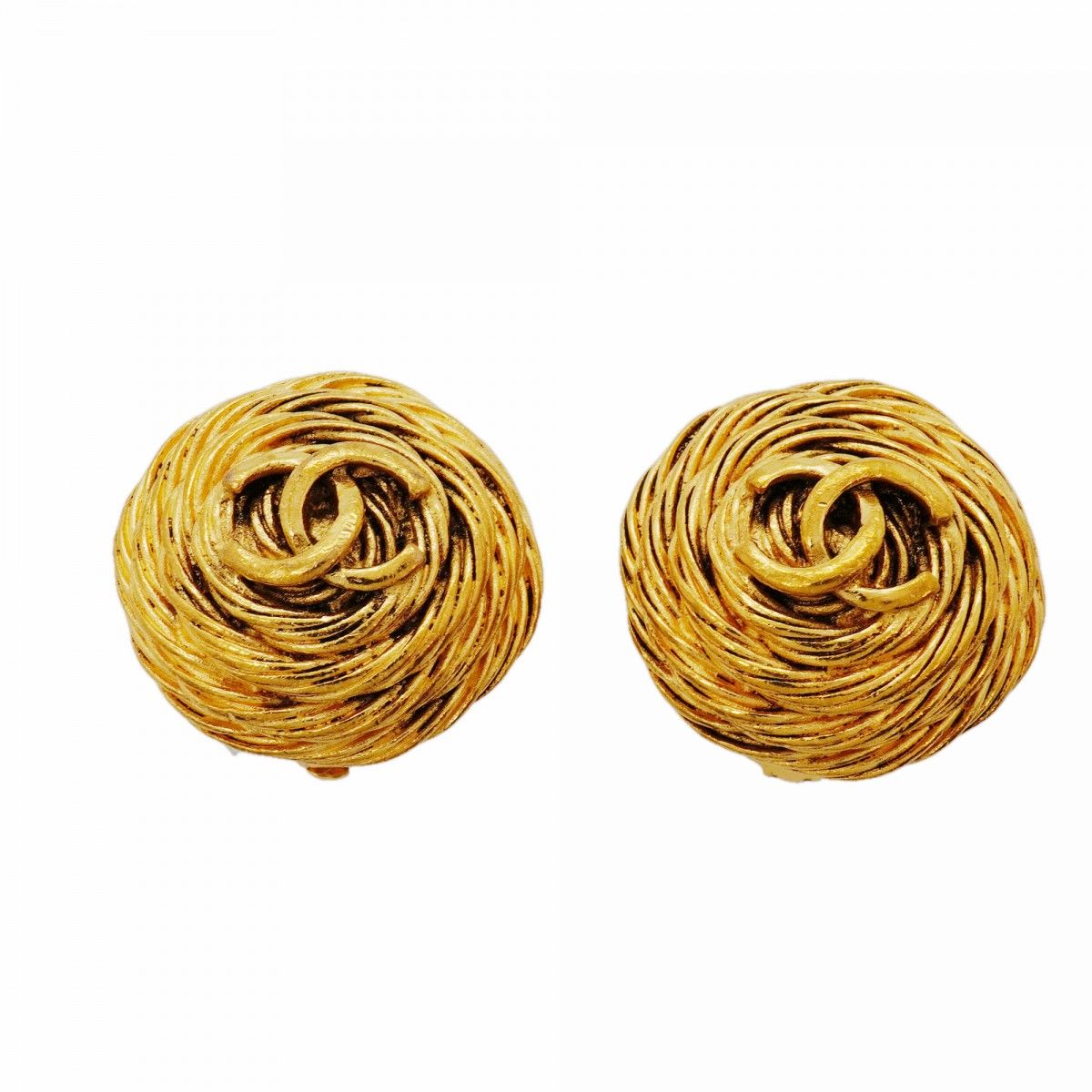 Chanel Earrings Vintage CC Logo Round