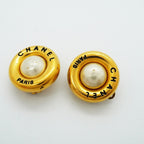 Chanel Earrings Vintage Logo Round — view 7