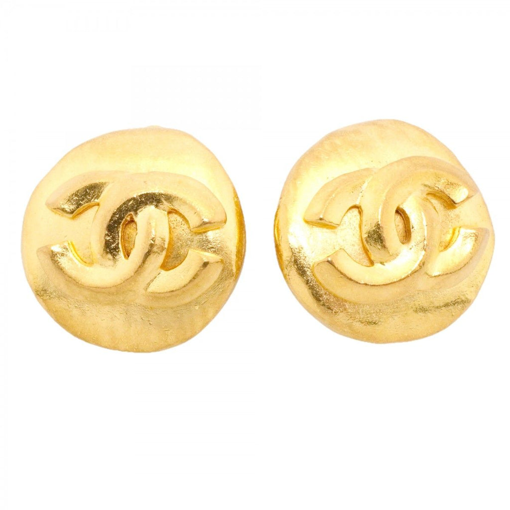 Chanel Earrings Vintage CC Logo Gold Plated