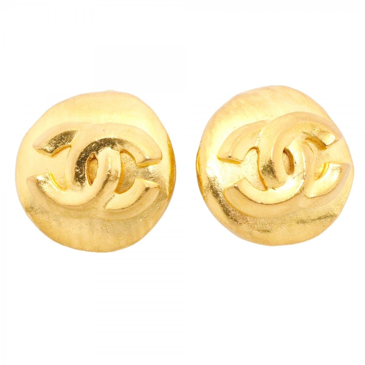 Chanel Earrings Vintage CC Logo Gold Plated