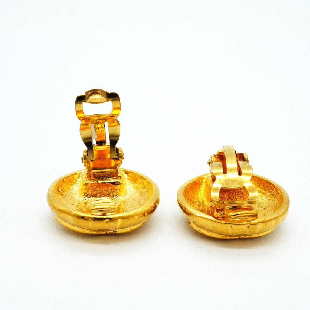 Chanel Earrings Vintage CC Logo Gold Plated — view 3
