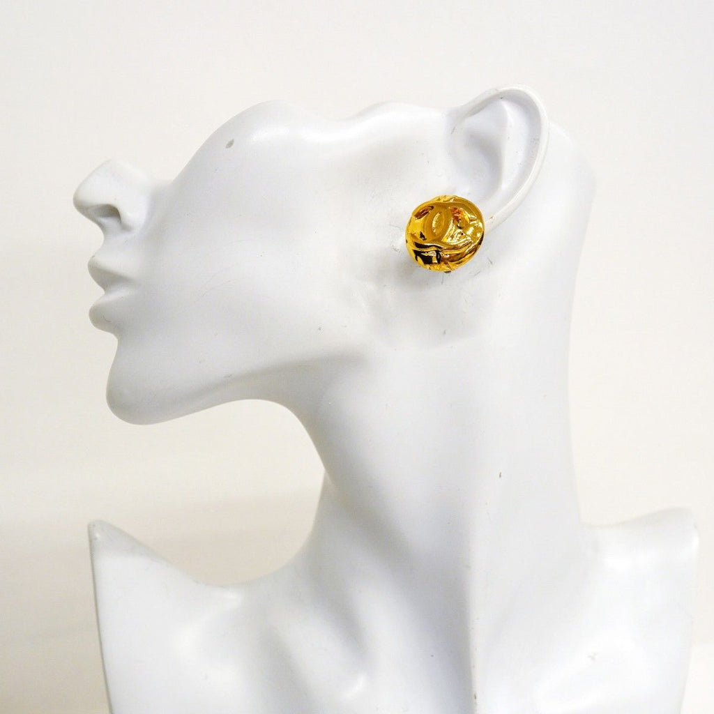Chanel Earrings Vintage CC Logo Gold Plated — view 5