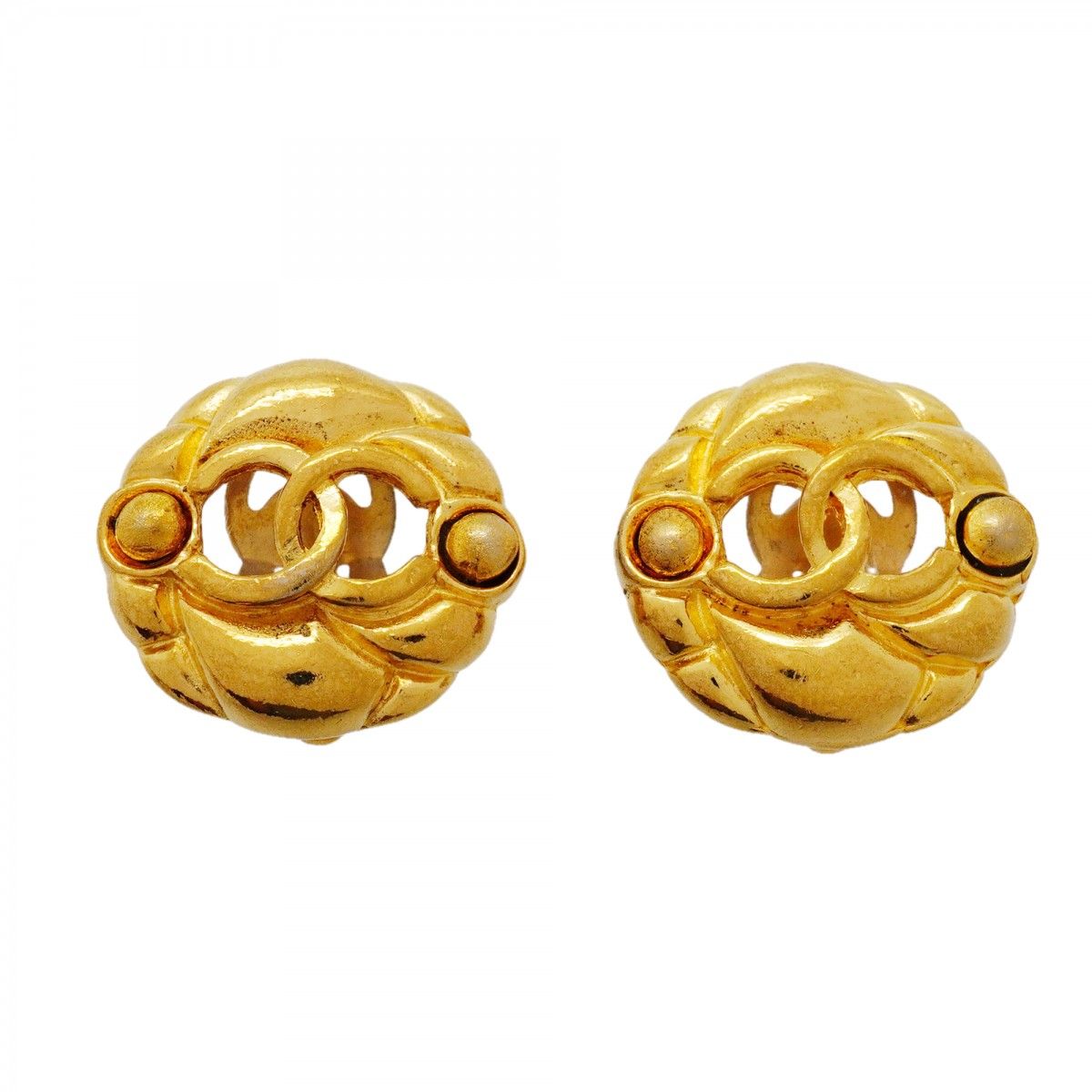 Chanel Earrings Vintage CC Logo Round