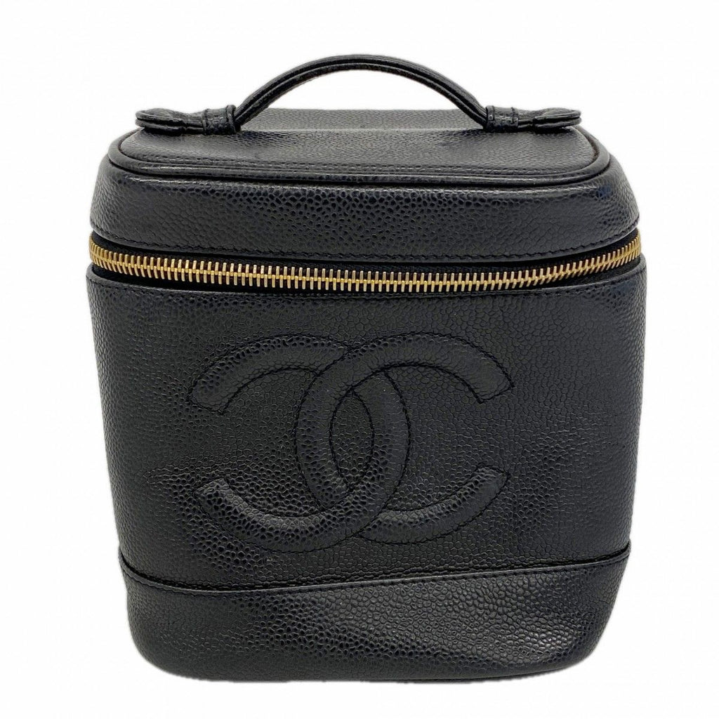 Chanel Vanity Bag Caviar Leather Black Gold