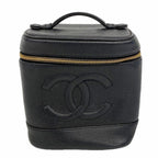 Chanel Vanity Bag Caviar Leather Black Gold