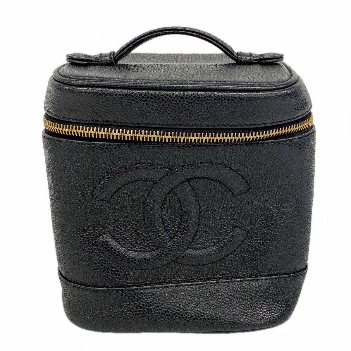Chanel Vanity Bag Caviar Leather Black Gold
