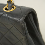 Chanel Shoulder Bag Quilted Lambskin Black Gold — view 7