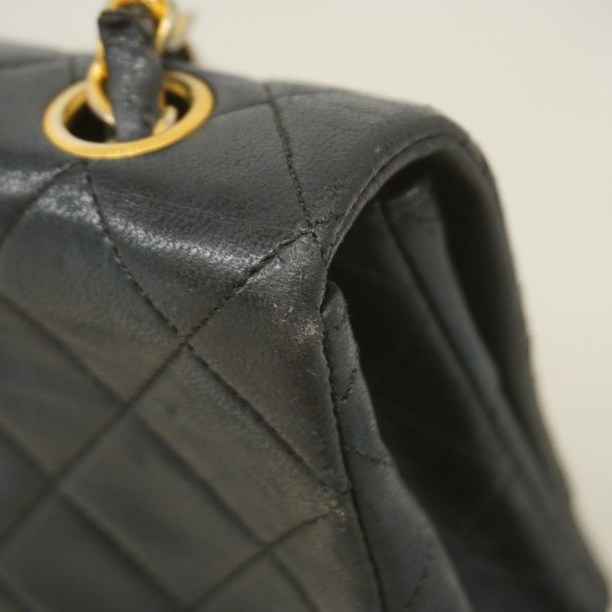 Chanel Shoulder Bag Quilted Lambskin Black Gold — view 7
