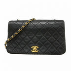 Chanel Shoulder Bag Quilted Lambskin Black Gold