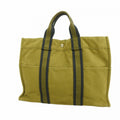 Hermes Tote Fourre Tout MM Canvas Khaki Silver