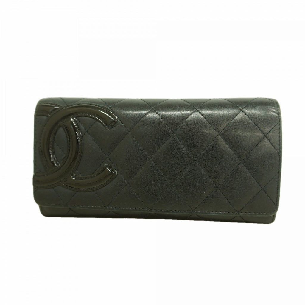 Chanel Wallet Cambon Lambskin Black Silver
