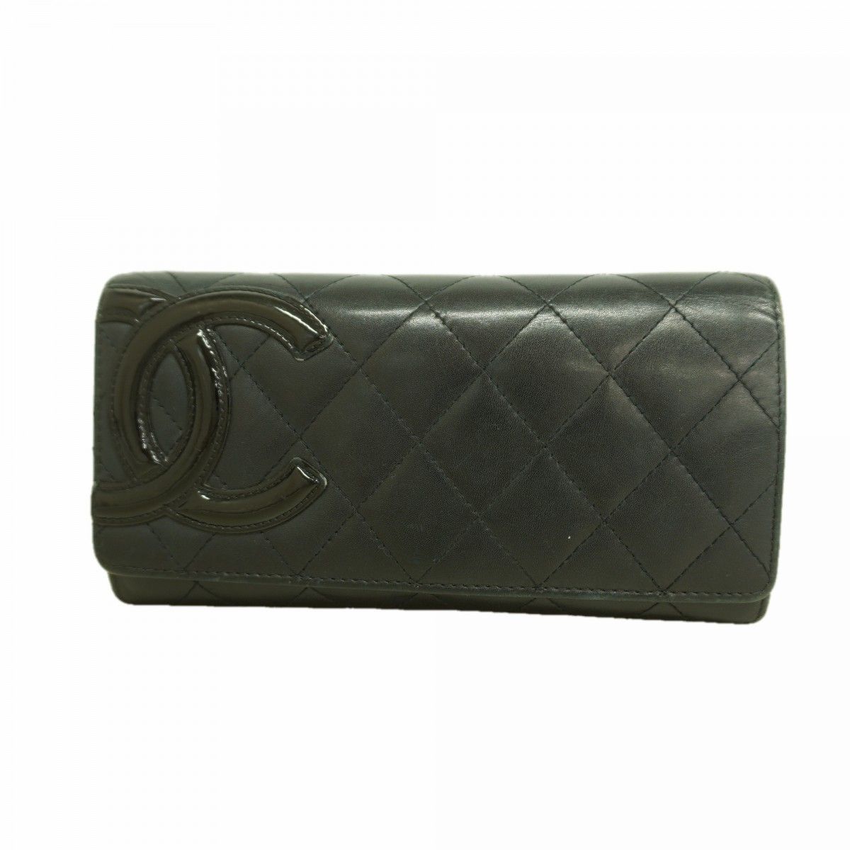 Chanel Wallet Cambon Lambskin Black Silver