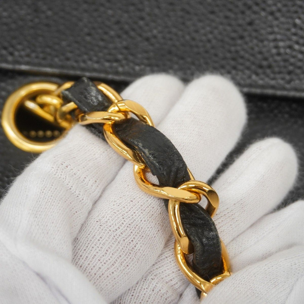 Chanel Shoulder Bag Caviar Leather Black Gold — view 9