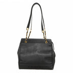 Chanel Shoulder Bag Caviar Leather Black Gold