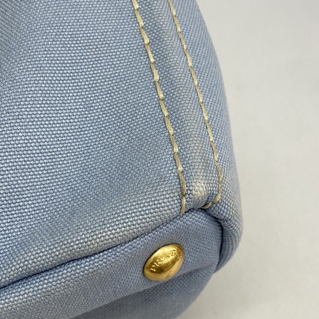 Prada Tote Canapa Canvas Skyblue Gold — view 6