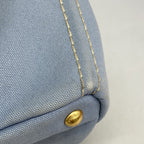 Prada Tote Canapa Canvas Skyblue Gold — view 6