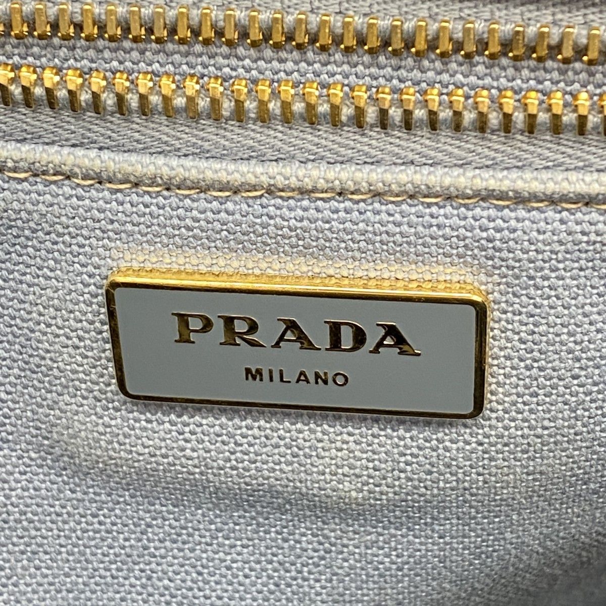 Prada Tote Canapa Canvas Skyblue Gold — view 5