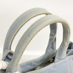 Prada Tote Canapa Canvas Skyblue Gold — view 8