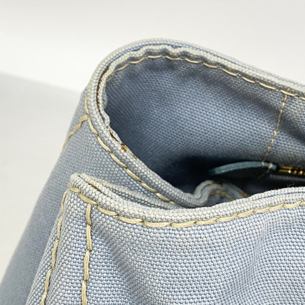 Prada Tote Canapa Canvas Skyblue Gold — view 9
