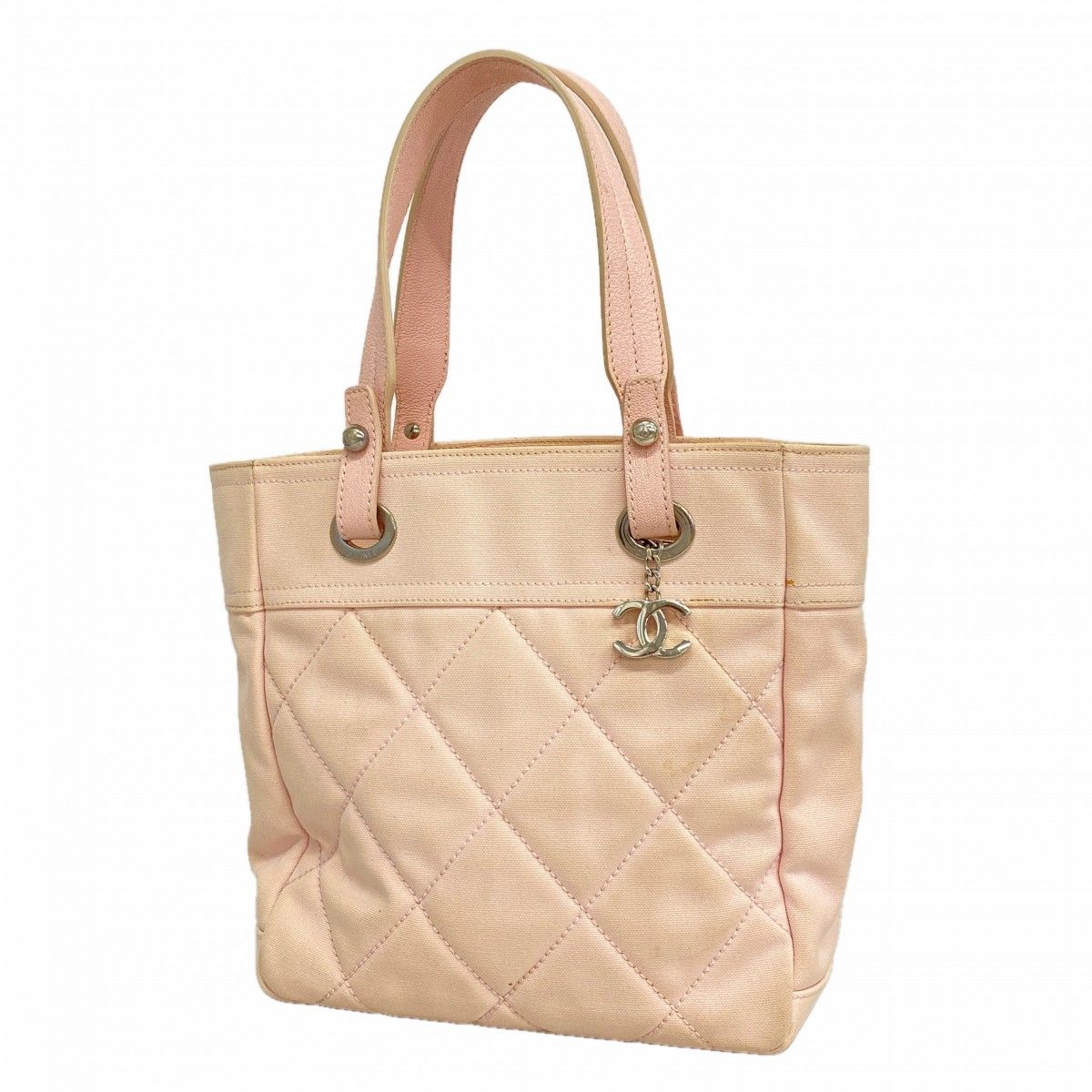 Chanel Tote Paris Biarritz Canvas Pink Silver