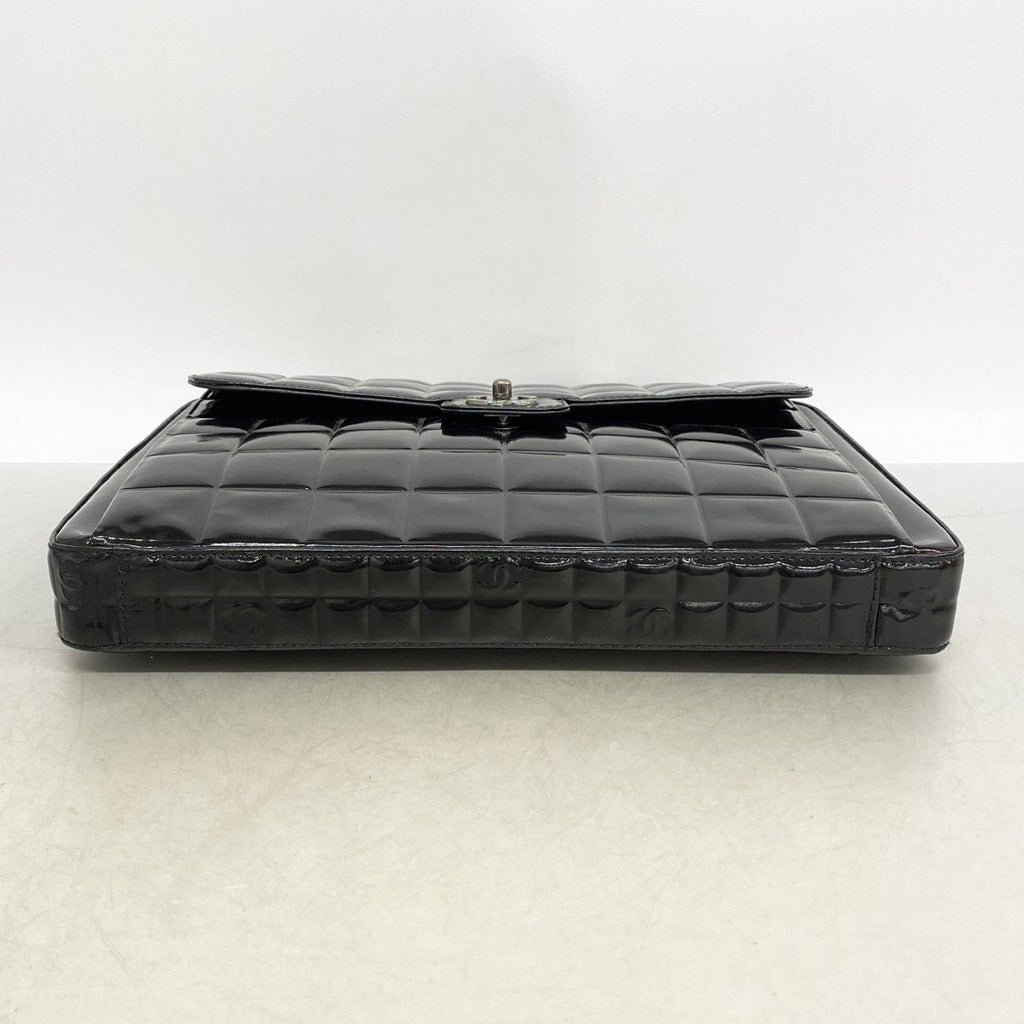 Chanel Briefcase Choco Bar Patent Leather Black Silver — view 3