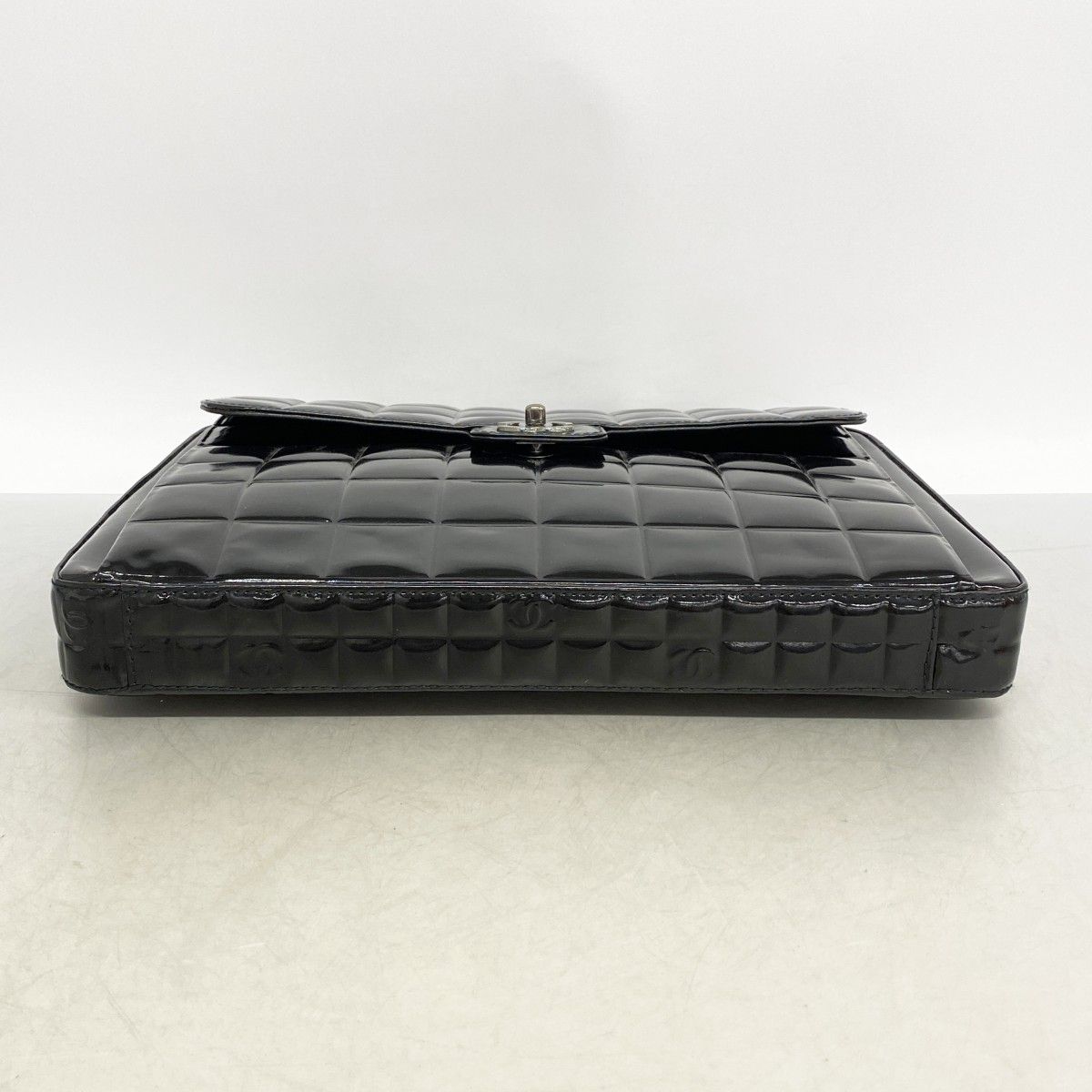 Chanel Briefcase Choco Bar Patent Leather Black Silver — view 3