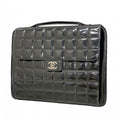 Chanel Briefcase Choco Bar Patent Leather Black Silver