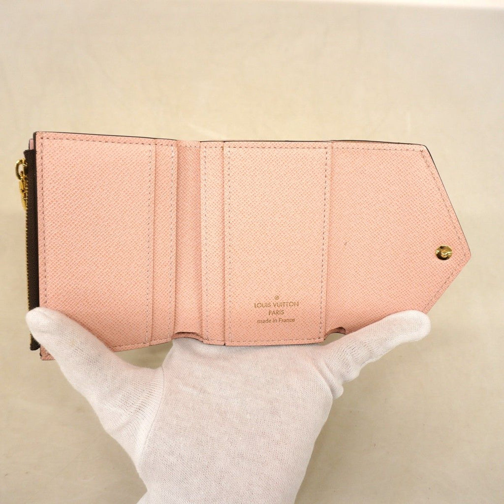 Louis Vuitton Trifold Wallet Monogram Portefeuille Zoe Brown Rose Velours — view 3