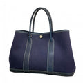 Hermes Handbag Garden Party TPM Toile Officier Navy Silver