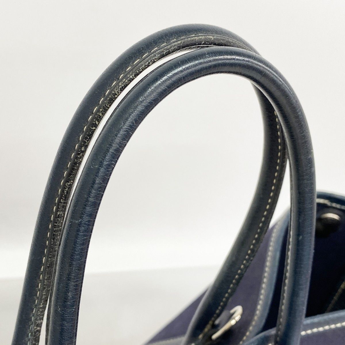 Hermes Handbag Garden Party TPM Toile Officier Navy Silver — view 9