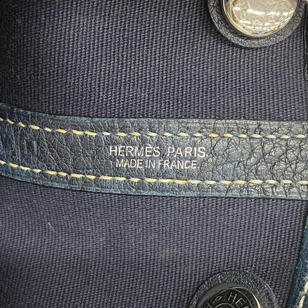 Hermes Handbag Garden Party TPM Toile Officier Navy Silver — view 5