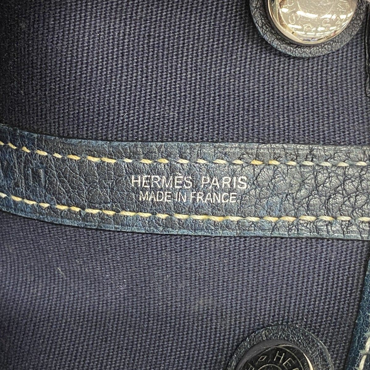 Hermes Handbag Garden Party TPM Toile Officier Navy Silver — view 5