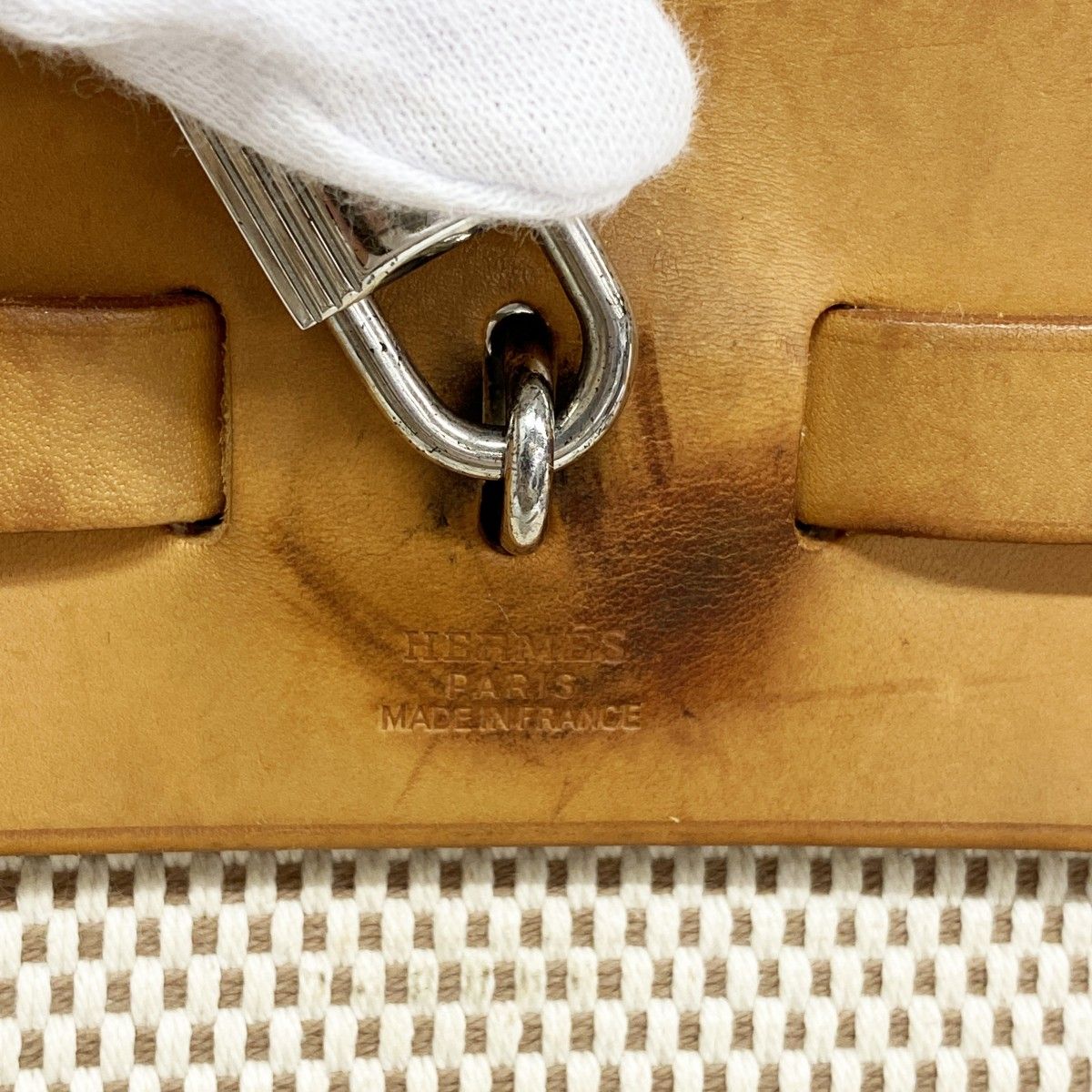 Hermes Handbag Herbag MM Toile GM Natural Silver — view 5