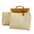 Hermes Handbag Herbag MM Toile GM Natural Silver