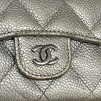 Chanel Card Case Quilted Caviar Leather Silver — view 8