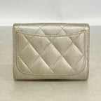 Chanel Card Case Quilted Caviar Leather Silver — view 9