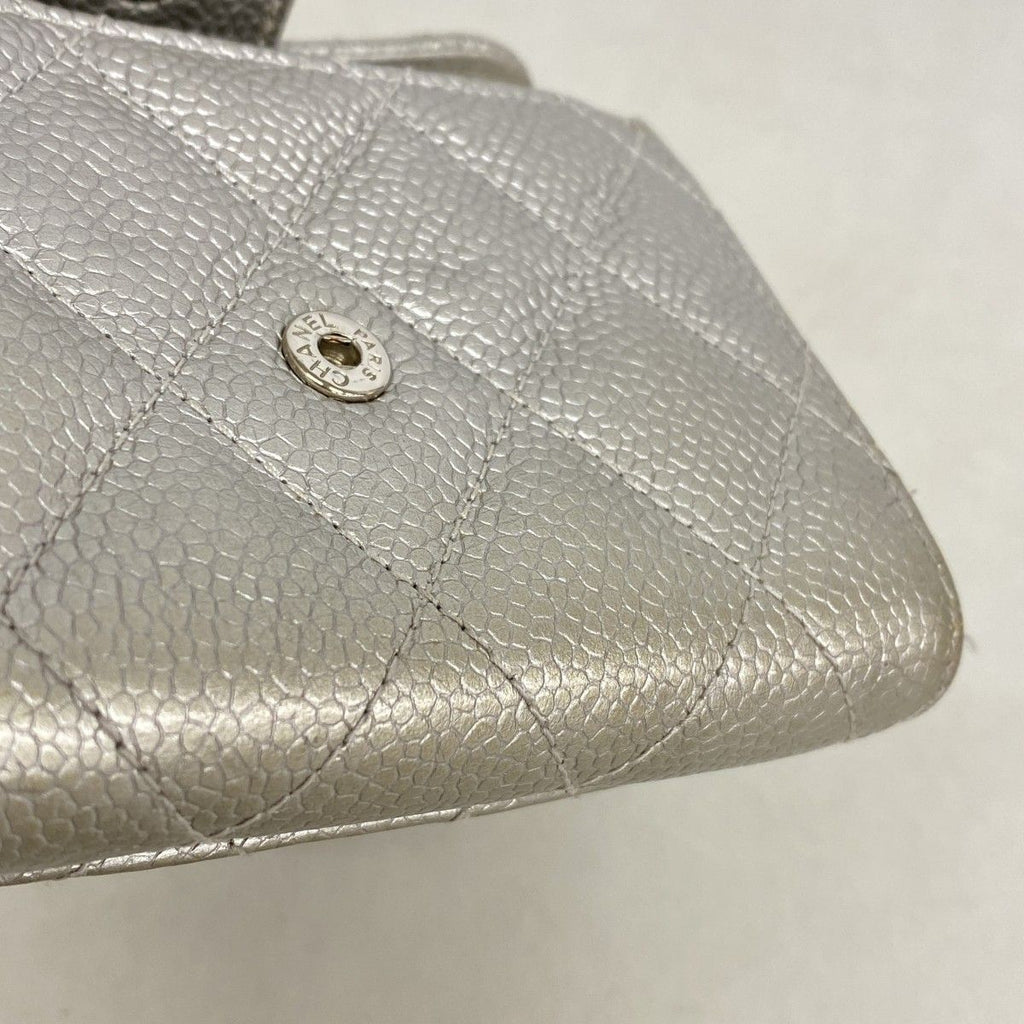 Chanel Card Case Quilted Caviar Leather Silver — view 7