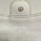 Chanel Card Case Quilted Caviar Leather Silver — view 4
