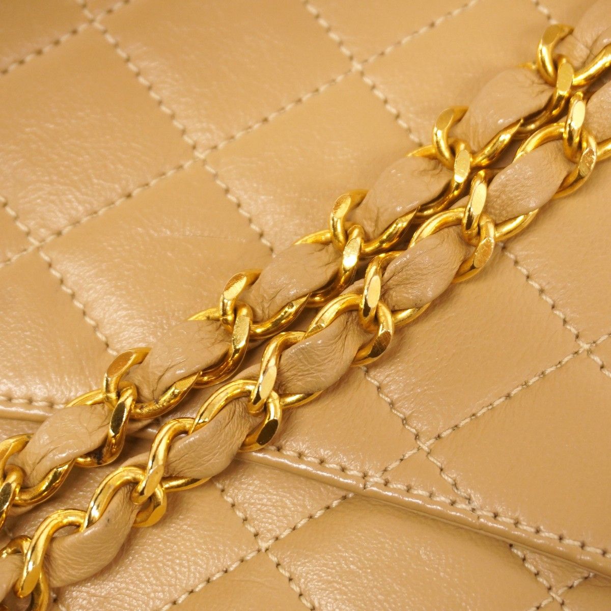 Chanel Shoulder Bag Quilted Limited Edition Lambskin Beige Gold Silver — view 8