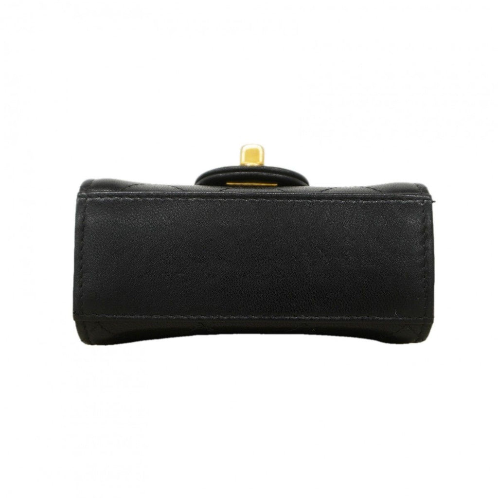 Chanel Shoulder Bag Quilted Lambskin Black Champagne Gold — view 3