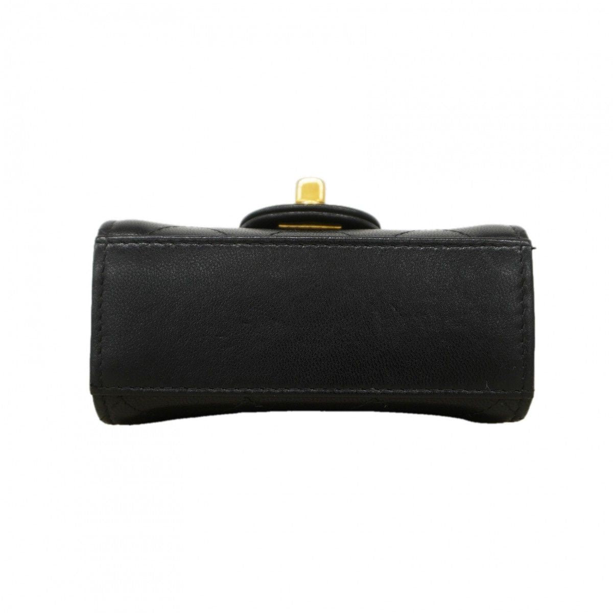 Chanel Shoulder Bag Quilted Lambskin Black Champagne Gold — view 3