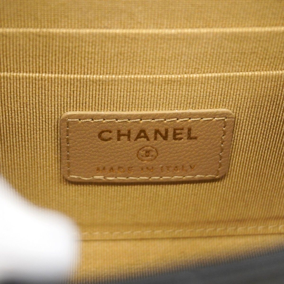 Chanel Shoulder Bag Quilted Lambskin Black Champagne Gold — view 5