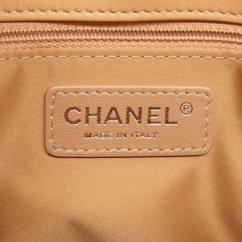 Chanel Shoulder Bag Quilted Lambskin Beige Silver — view 5