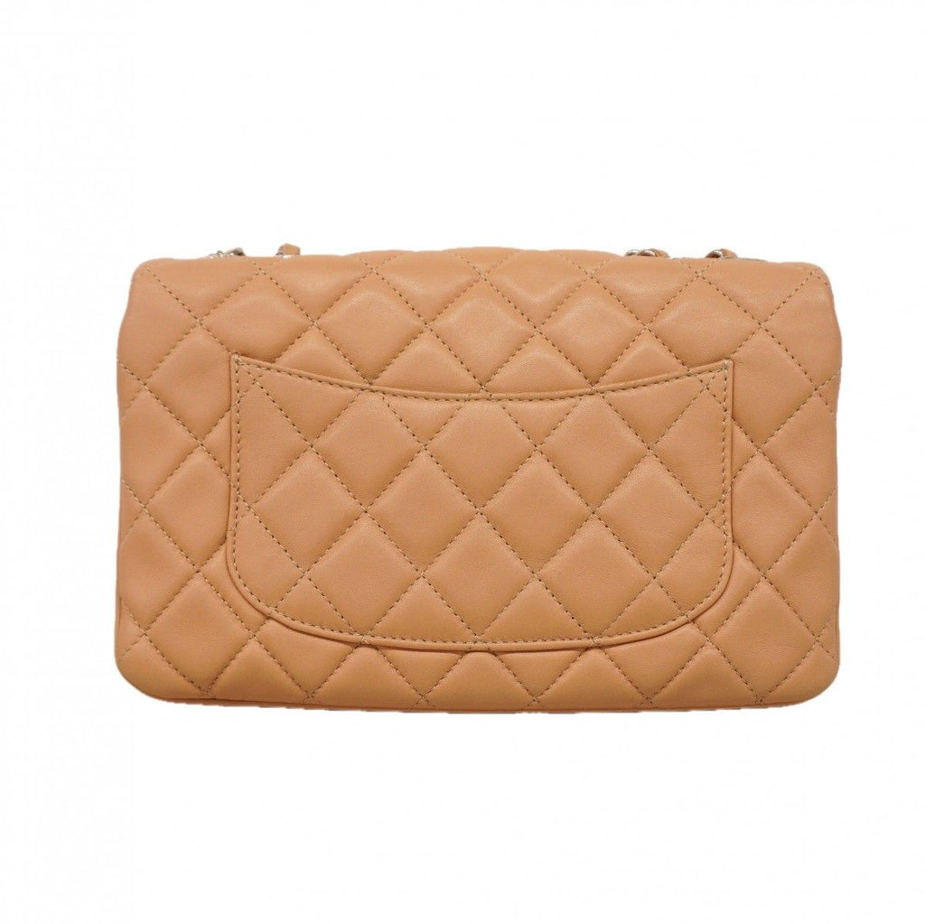 Chanel Shoulder Bag Quilted Lambskin Beige Silver — view 9