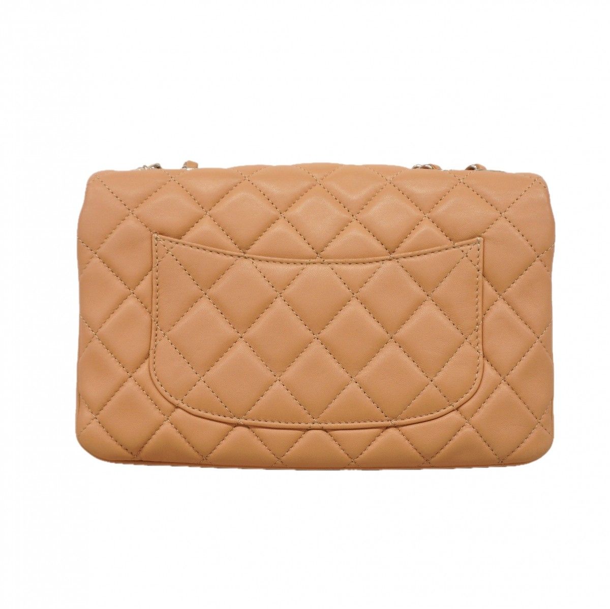 Chanel Shoulder Bag Quilted Lambskin Beige Silver — view 9