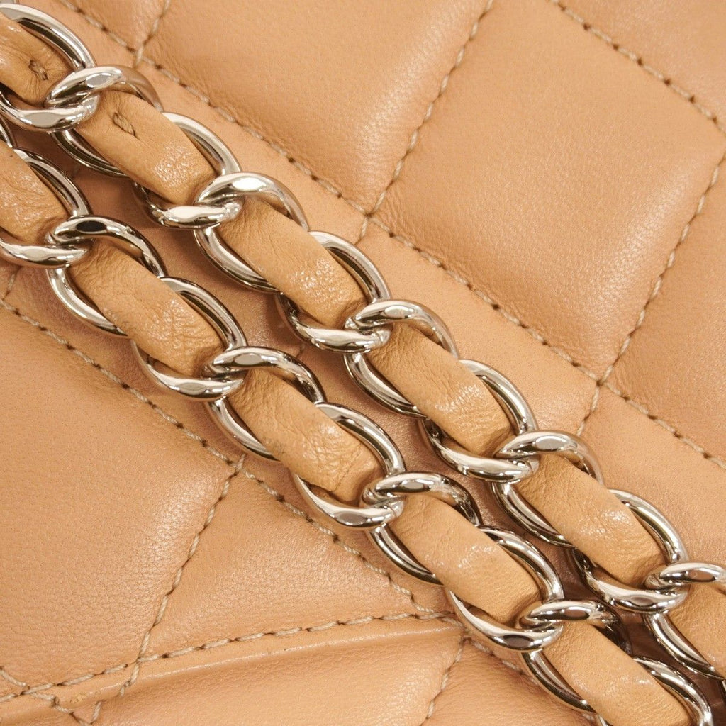 Chanel Shoulder Bag Quilted Lambskin Beige Silver — view 8