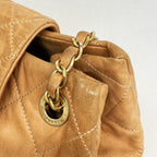 Chanel Shoulder Bag Quilted Leather Orange Gold — view 6